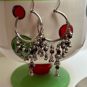 Vintage Sterling Silver and Garnet Chandelier Earrings
